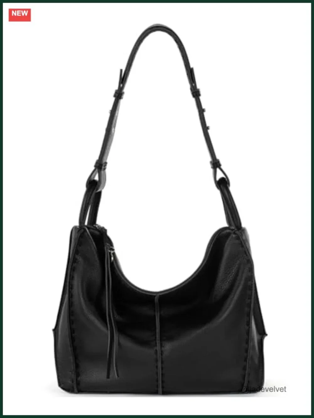 Large Hobo Purse - Premium Cowhide Leather Handbag with Zipper Pocket